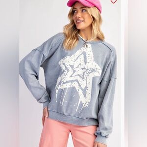 N42 Easel Blue Star Print Sweatshirt